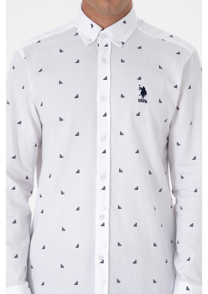 Erkek Beyaz Gömlek Desenli 50316561-VR013