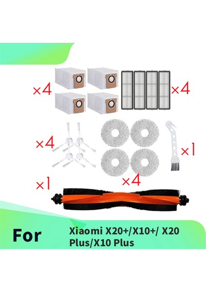 Xiaomi X20+/X10+/X20 PLUS/X10 Plus Süpürme Makinesi Aksesuarları Için 18 Adet Ana Yan Fırça Paspas Filtre Toz Torbaları (Yurt Dışından) modelleri