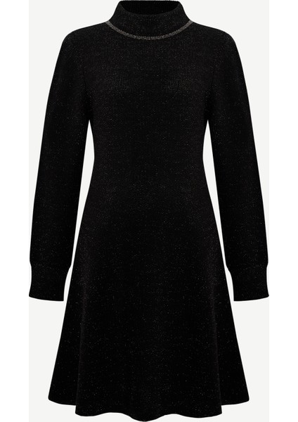 A Form Kayık Yaka Uzun Kol Elbise