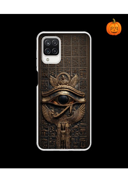 Samsung Galaxy A12 Uyumlu Şeffaf Kılıf Antik Mısır 2 Tasarımlı