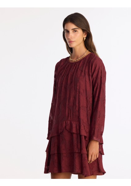 Düz Bisiklet Yaka Uzun Kol Elbise