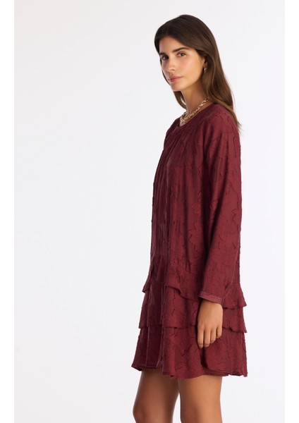 Düz Bisiklet Yaka Uzun Kol Elbise