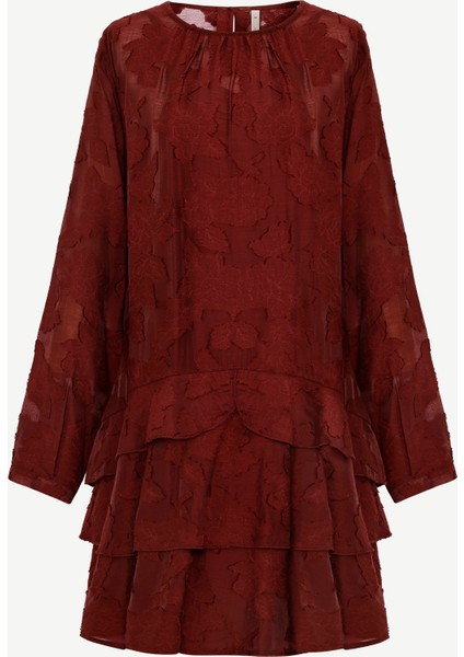 Düz Bisiklet Yaka Uzun Kol Elbise