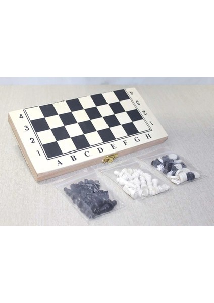 Ahşap Kutulu Satranç ve Tavla Seti