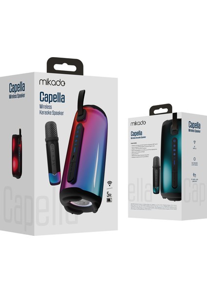 Md-17bt Capella Siyah 10w 1 Rgb Mikrofonlu Transparan/Bt/Tf Kart/Aux/Usb Tws 1800 Mah Bataryalı Speaker