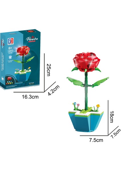 Saksılı Renkli Işıklı Blok Çiçek - Gül 138 Parça fiyatları