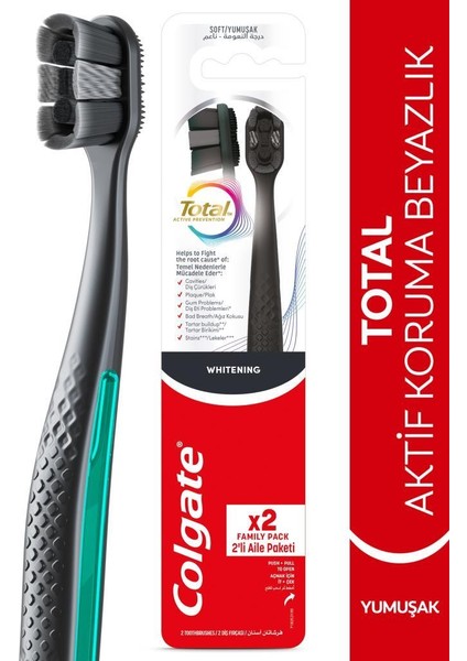 Total Whitening 1+1 Yumuşak Diş Fırçası(Siyah)