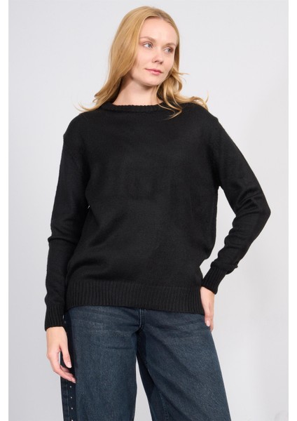 Çetinkaya Fithit 8631 Kadın Bisiklet Yaka Akrilik Triko Kazak Siyah