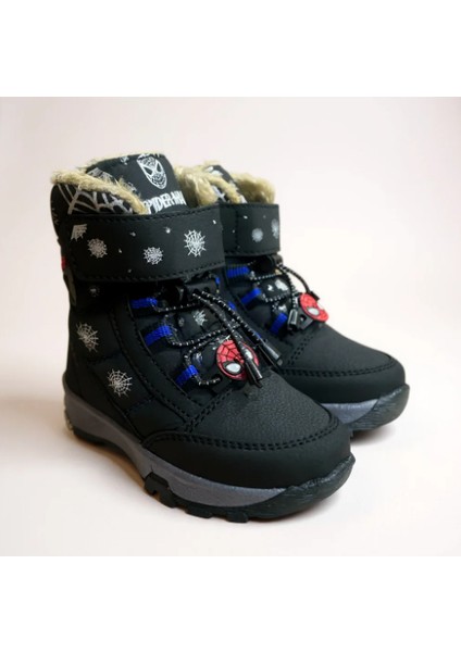 Su Dayanıklı Kaymaz Taban Içi Kürklü Erkek Çocuk Örümcek Adam Işıklı Bebe Kar Botu