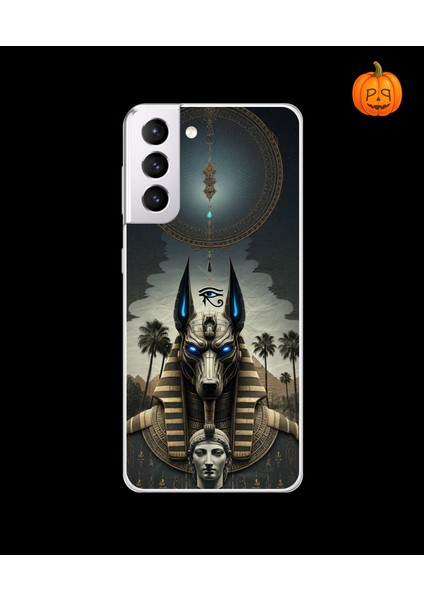 Samsung Galaxy S21 Uyumlu Şeffaf Kılıf Antik Mısır 5 Tasarımlı