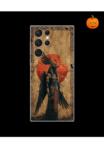 Samsung Galaxy S22 Ultra Uyumlu Şeffaf Kılıf Antik Mısır 7 Tasarımlı