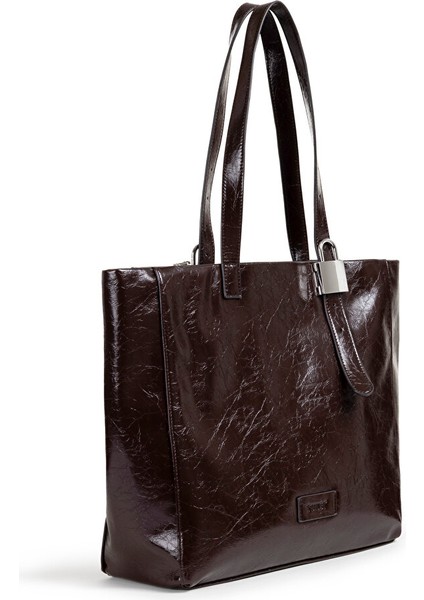 DERİ GÖRÜNÜMLÜ DOKULU TOTE ÇANTA TW6250052074035