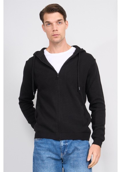 Çetinkaya Mentality 5148 Kapşonlu Regular Triko Siyah