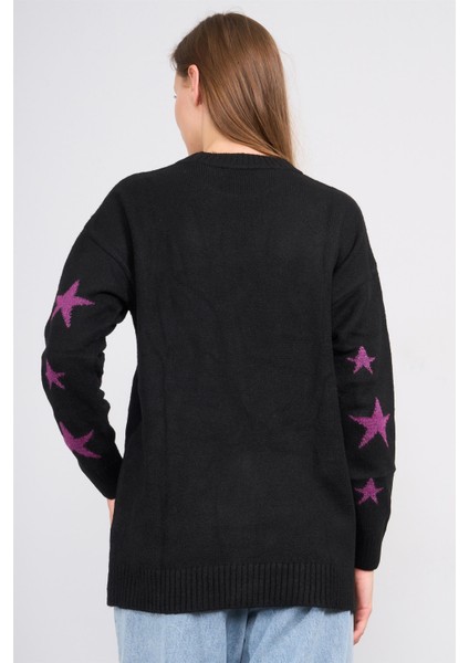 Çetinkaya Fithit 2321 Kadın Bisiklet Yaka Akrilik Simli Jakarlı Triko Kazak Siyah fırsatları