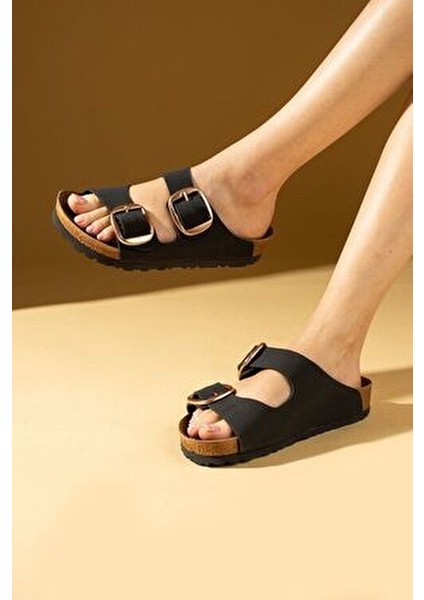 Rahat Taban Çift Gold Tokalı Kadın Terlik 65-81-24 indirimleri