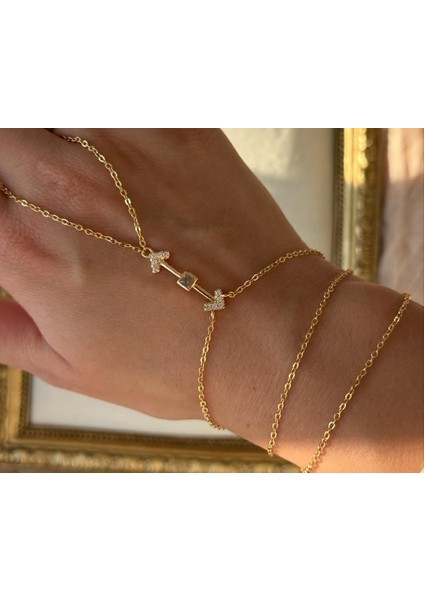 Taşlı Ok Model Gold Renk Şahmeran