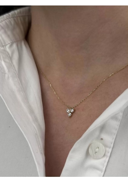 14 Ayar Altın 3 Taşlı Kolye 634