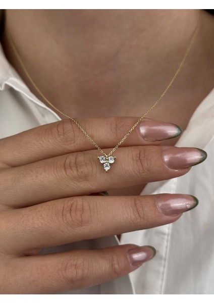 14 Ayar Altın 3 Taşlı Kolye 634 modelleri