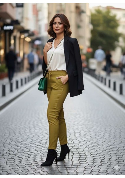 AY17011 Likralı Coton Pantolon Yağyeşili fiyatları