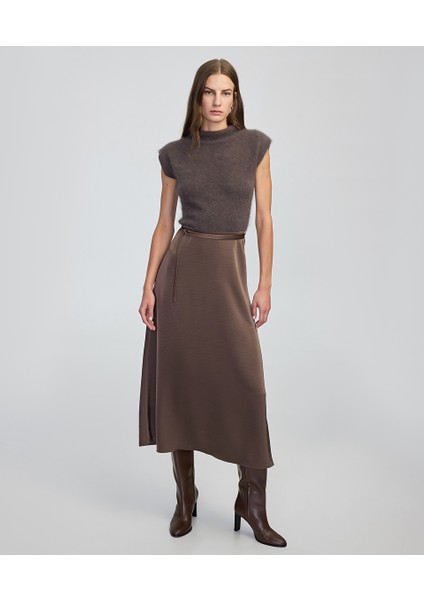 Ince Kuşaklı Kumaş Mix Elbise IW6250002216014