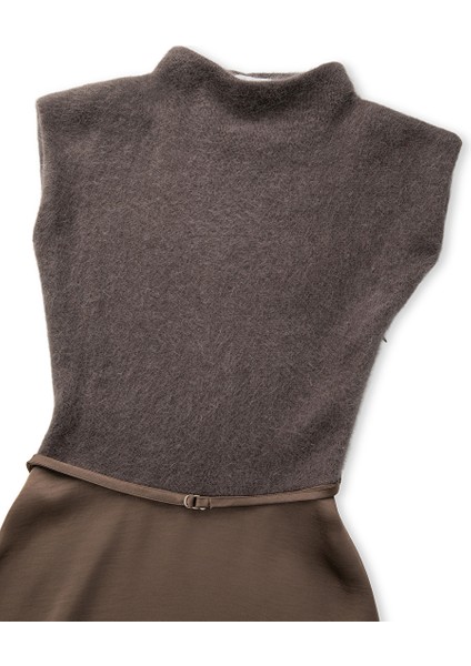 Ince Kuşaklı Kumaş Mix Elbise IW6250002216014 indirimleri