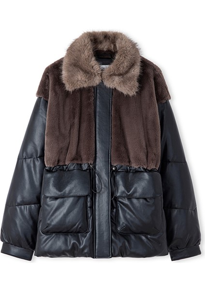 Suni Kürk Mix Ayarlanabilir Bel Şişme Mont IW6250012206001 indirimleri