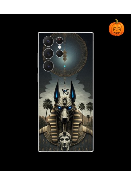 Samsung Galaxy S22 Ultra Uyumlu Şeffaf Kılıf Antik Mısır 5 Tasarımlı
