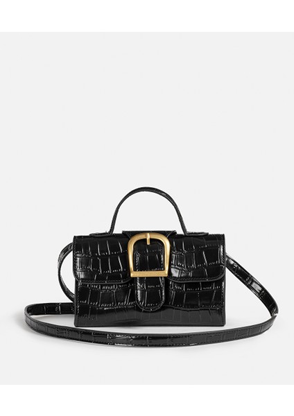 Timsah derisi görünümlü metal tokalı çanta IW6250052059001