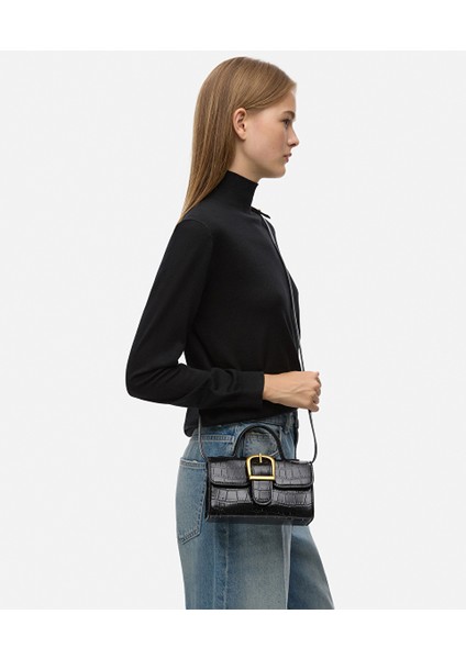 Timsah derisi görünümlü metal tokalı çanta IW6250052059001 fiyatları