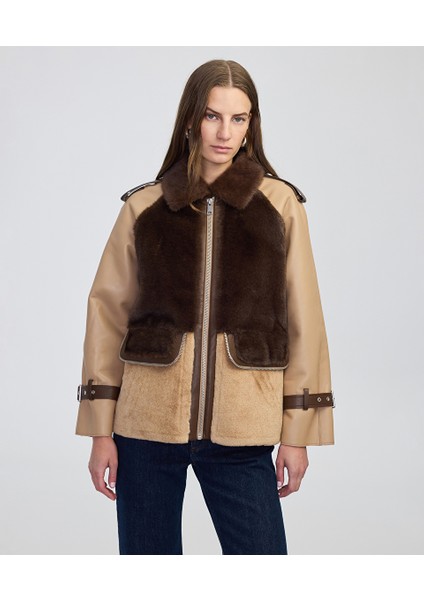 Suni Kürk Mix Colorblock Mont IW6250012078027 modelleri
