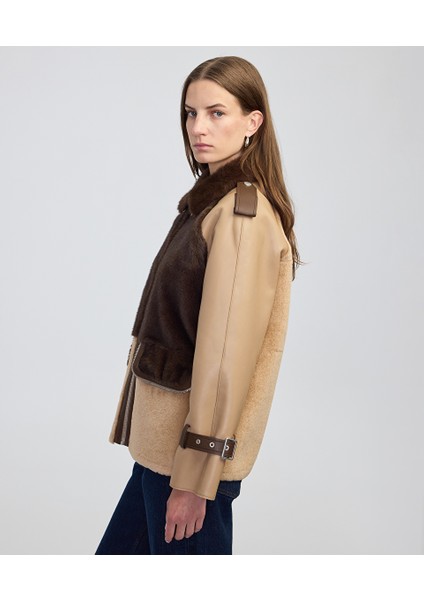 Suni Kürk Mix Colorblock Mont IW6250012078027 fırsatları