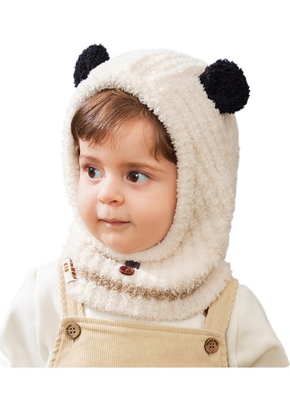 Bebek Çocuk Kış Şapkası Sıcak Tutmalı Erkek/kız Örgü Rüzgar Geçirmez Kulak Koruyuculu Tek Parça Şapka (Yurt Dışından)