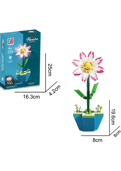 Saksılı Renkli Işıklı Blok Çiçek - Papatya 161 Parça fiyatları