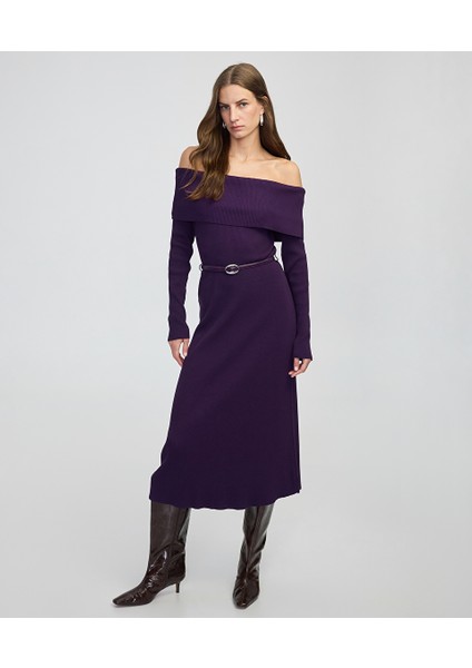 Omzu Açık Triko Elbise IW6250002202017