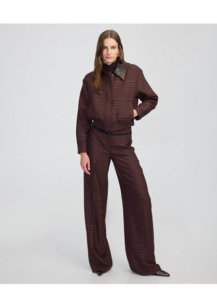 Ekose Desen Wide Leg Fit Pantolon IW6250003197074