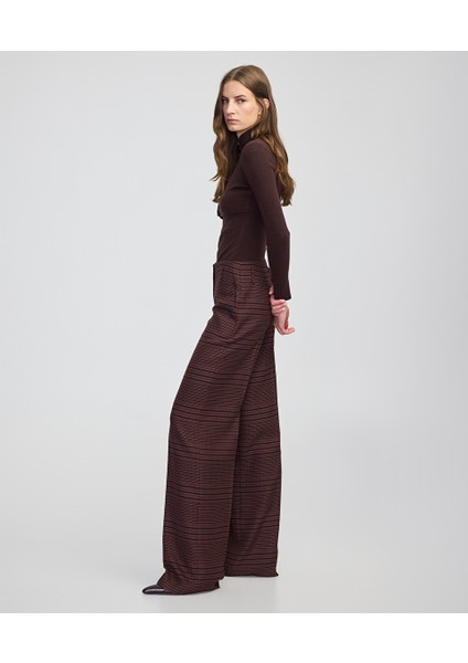 Ekose Desen Wide Leg Fit Pantolon IW6250003197074 modelleri