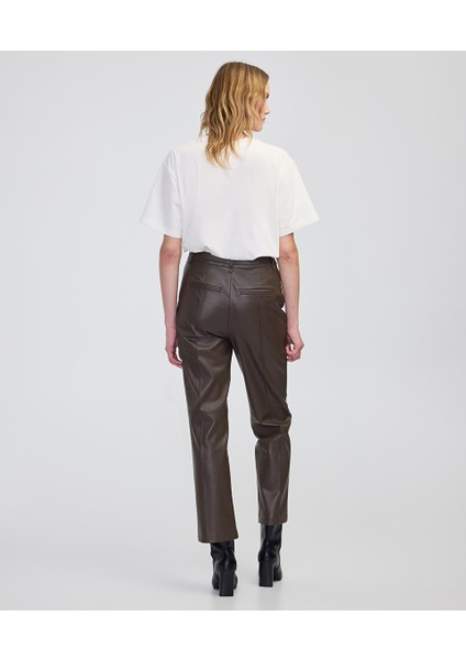 Deri Görünümlü Straight Fit Pantolon IW6250003223074 fırsatları
