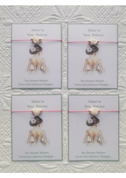 72 Adet Kişiye Özel Gül Inci Model Düğün Nikah Nişan Söz Kına Hatırası Dağıtmalık Hediyelik Bileklik fırsatları