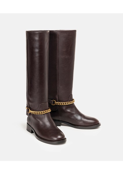 Zincir Aksesuarlı Deri Çizme IW6250035014035 modelleri