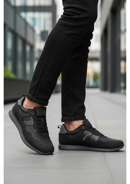 Siyah Füme Bağcıklı Cilt Erkek Spor Ayakkabı Offense M modelleri