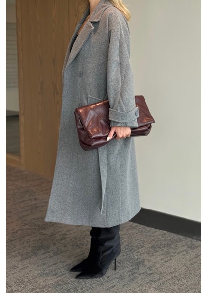 Gri New Tokyo Uzun Kaşe Kaban - 408021 fiyatları