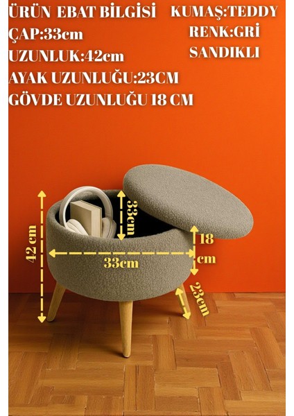 Teddybox Sandıklı Teddy Peluş Puf – Yuvarlak, Ahşap Ayaklı Retro Bench & Dekoratif Tabure fiyatları