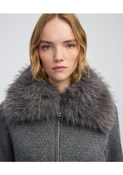 Çıkarılabilir Suni Kürk Yakalı Ceket IW6250005104005