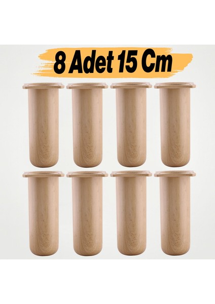 Mobilya Kanepe Koltuk Yatak Baza Yükseltici Yükseltme Ayağı Ayakları Plastik Kayın Bej 15 cm 8 Adet