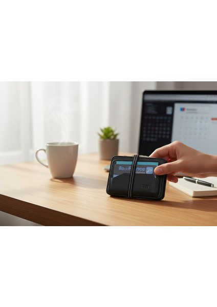 Minimalist Siyah Kredi Kartlık – Şık, Dayanıklı ve Ince Tasarım Cüzdan-Lastikli