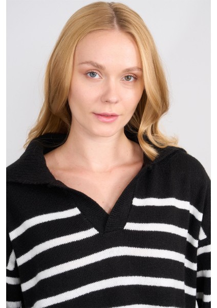 Çetinkaya Fithit 2137 Kadın V Yaka Akrilik Yırtmaçlı Triko Kazak Siyah modelleri