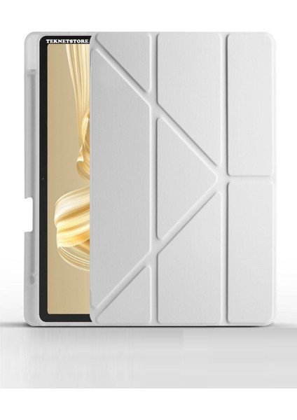 Huawei Matepad Pro 12.2" Kılıf Katlanır Kalem Bölmeli Silikon Standlı Uyku Modlu Akıllı Kapak