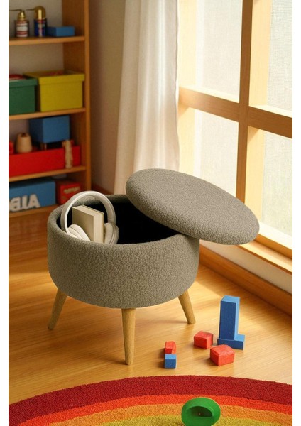 Teddybox Sandıklı Teddy Peluş Puf – Yuvarlak, Ahşap Ayaklı Retro Bench & Dekoratif Tabure fırsatları