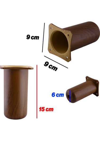 8 Adet Mobilya Kanepe Koltuk Baza Yükseltici Yükseltme Ayağı Ayakları Plastik Kestane Kahvesi 15 cm fiyatları