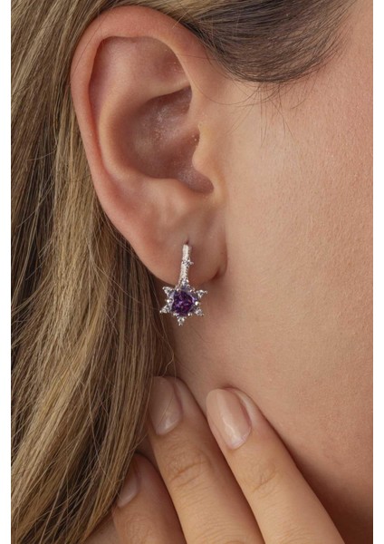 Ametist Taşlı Prenses Tektaş Gümüş Küpe fiyatları